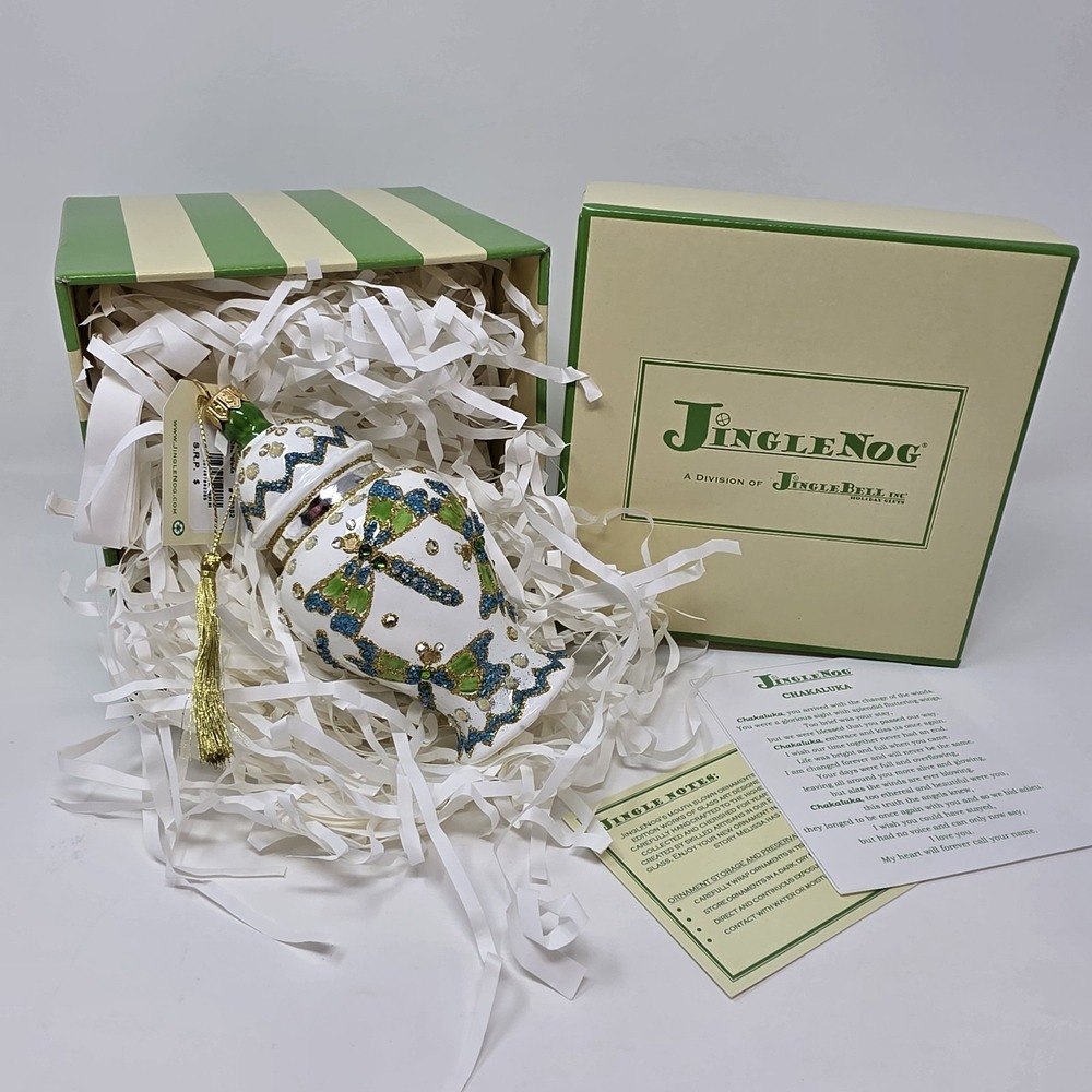 NIB JingleNog Chakaluka Dragonfly Ornament #80352 Hand Blown & Painted in Poland